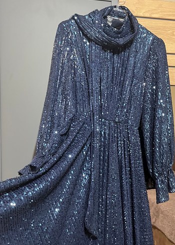 Parlak Turkuaz Uzun Abiye Elbise - Görsel 4