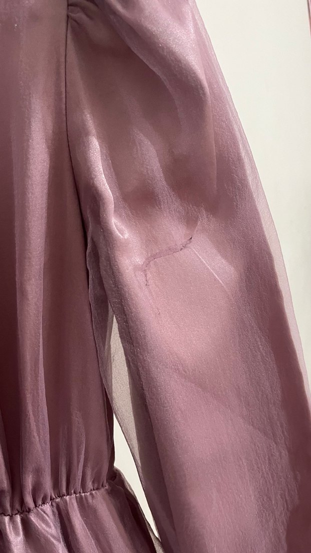 Pembe Uzun Kollu Drapeli Abiye Elbise - Görsel 3