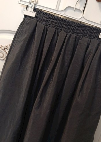 Zara Drapeli Siyah Keten Uzun Etek