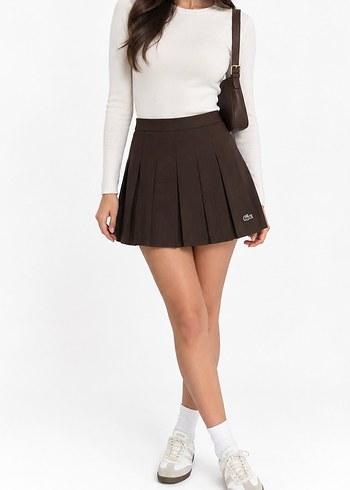 Lacoste Kahverengi Mini Pileli Etek