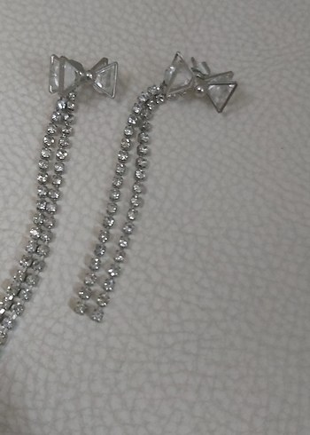 Uzun Gri Payetli Vintage Küpeler - Görsel 3