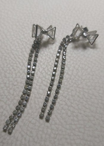 Uzun Gri Payetli Vintage Küpeler - Görsel 2