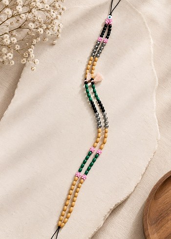 Accessorize  Bohem Cicekli Boncuklu Uzun Telefon Charm Askisi