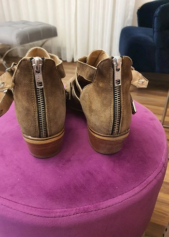 Bej Süet Tokalı Bohem Kadın Bot - Görsel 3