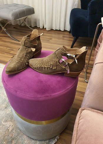 Bej Süet Tokalı Bohem Kadın Bot - Görsel 2