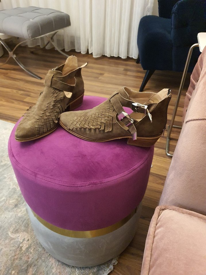 Bej Süet Tokalı Bohem Kadın Bot - Görsel 2