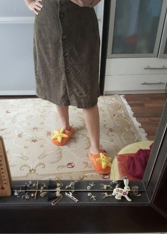 Kadife düğmeli etek - Görsel 2