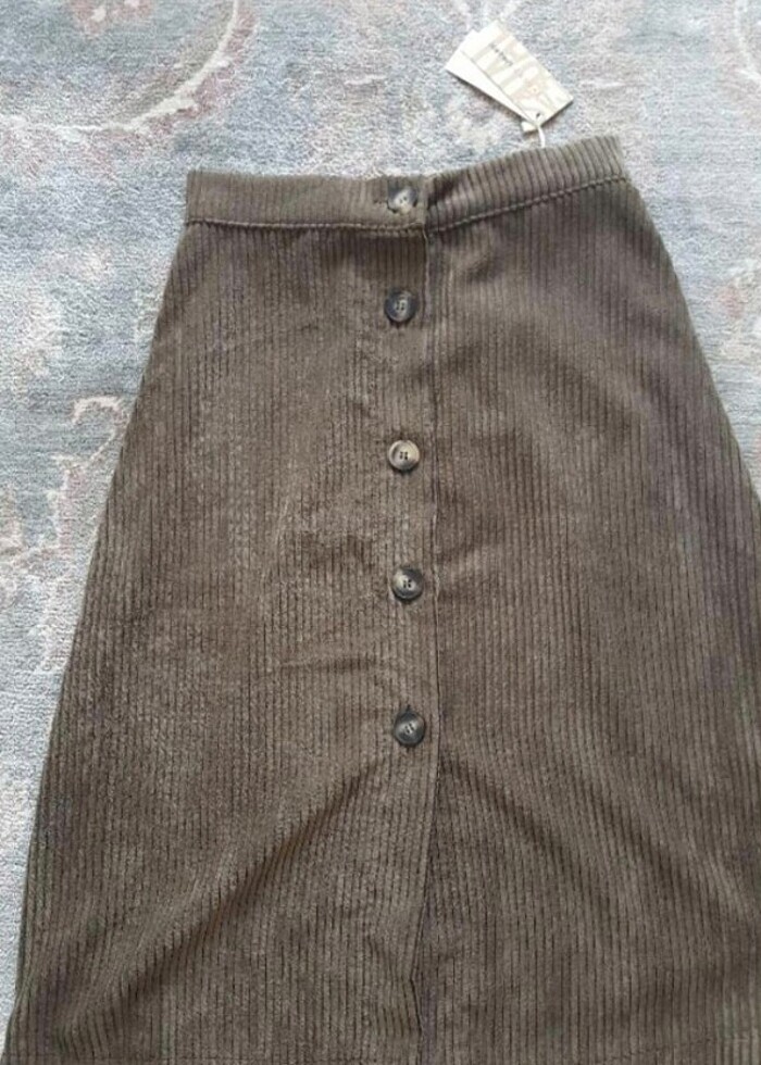 Kadife düğmeli etek - Görsel 3