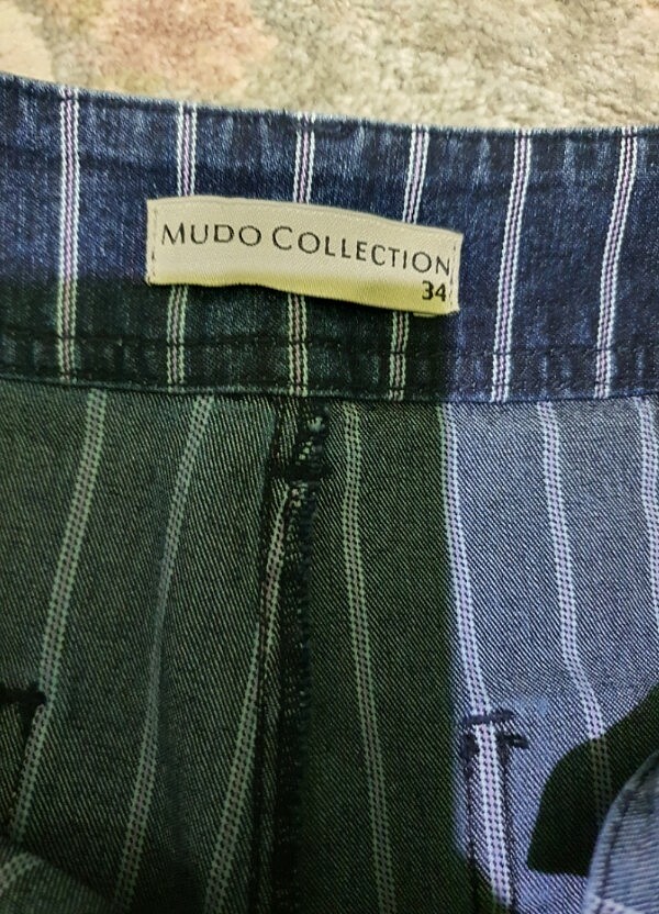 Bol paça çizgili kot - Görsel 4