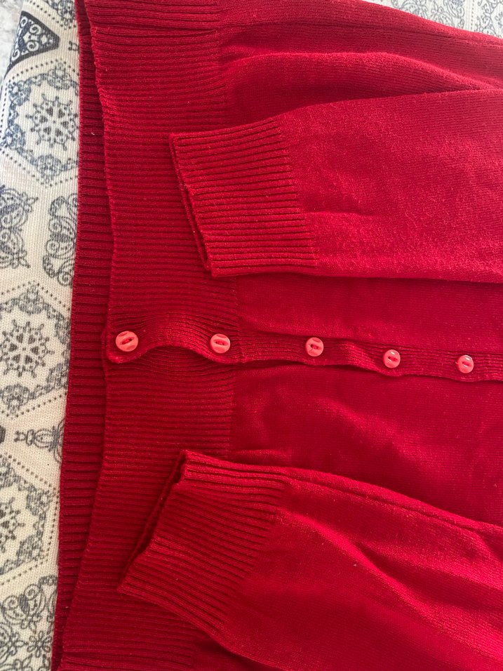 Bordo Düğmeli V Yakalı Kadın Hırka - Görsel 3