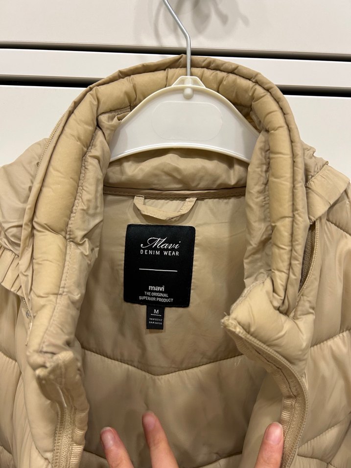 Mavi Jeans Bej Kadın Midi Mont Fermuarlı - Görsel 3