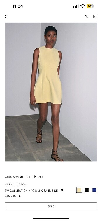 l Beden Zara Kısa Elbise butter yellow