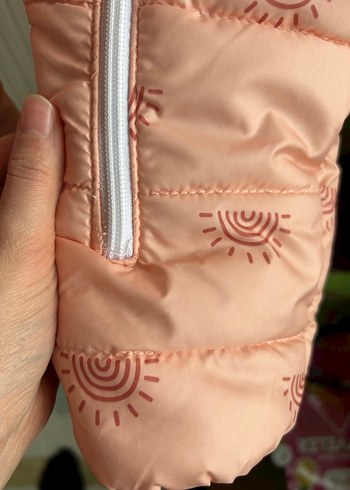 Pembe Bebek Tulumu Çift Fermuarlı Astronot Mont - Görsel 5