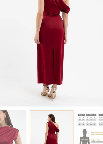 40 Beden bordo Renk Bordo Drapeli Saten Elbise