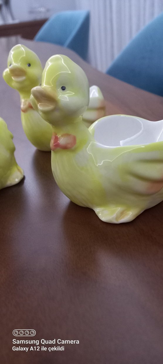 yumurtalık  Sarı Pastel Renkli Ördek Biblo Seti - Görsel 2