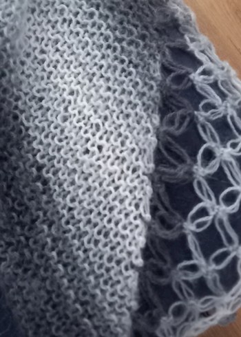 Gri Dantel Detaylı Kadın Triko Şal - Görsel 4