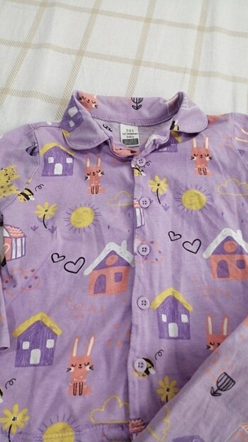 12-18 Ay Beden Kız bebek düğmeli pijama takımı 