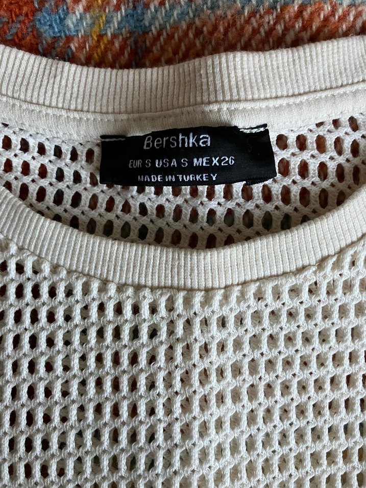 Ekru Örgü Crop Bluz — görsel 2/3