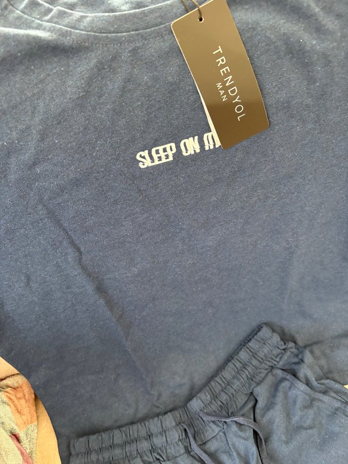 Erkek Koyu Lacivert Kısa Kollu Mini Pijama Takımı - Görsel 3