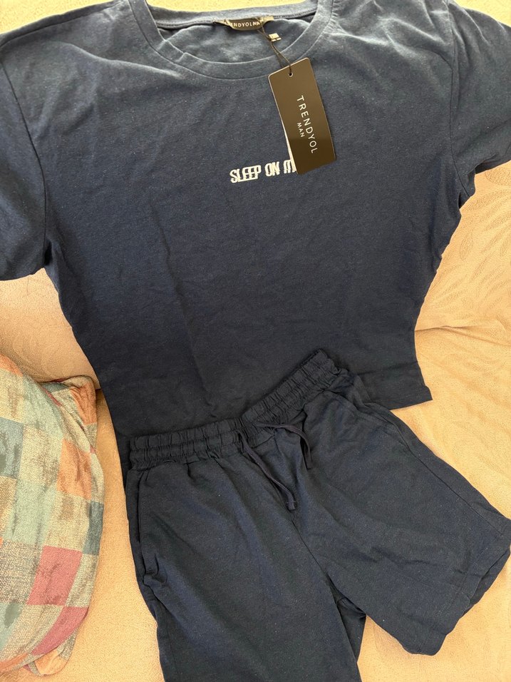 Erkek Koyu Lacivert Kısa Kollu Mini Pijama Takımı - Görsel 2