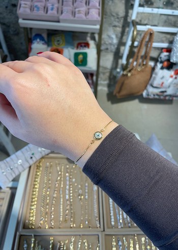Accessorize  Zarif Altin İnce Zincirli Tasli Bileklik