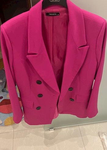 Pembe Kadın Düğmeli Blazer Ceket - Görsel 3