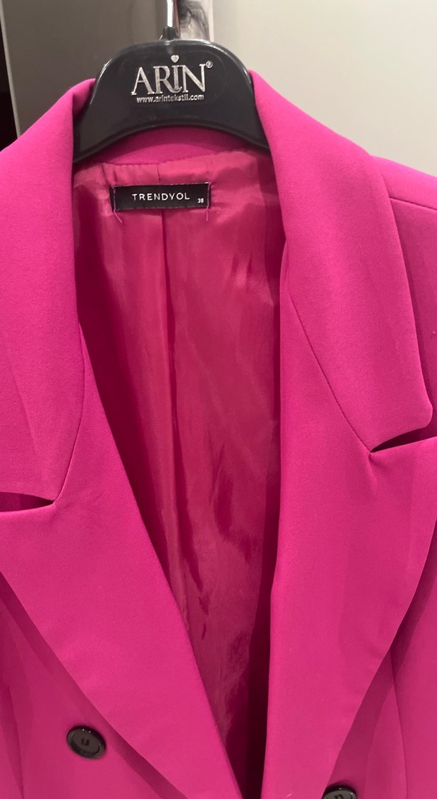 Pembe Kadın Düğmeli Blazer Ceket - Görsel 2