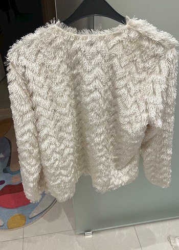 Kadın Beyaz Kürk Detaylı Midi Hırka - Görsel 5