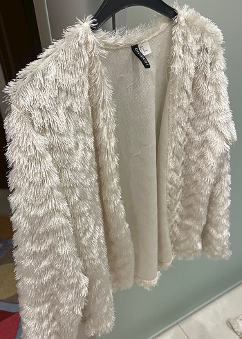 Kadın Beyaz Kürk Detaylı Midi Hırka - Görsel 4