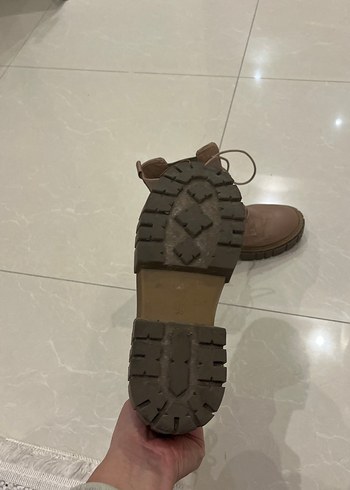 Bej Deri Platform Topuklu Kadın Bot - Görsel 4