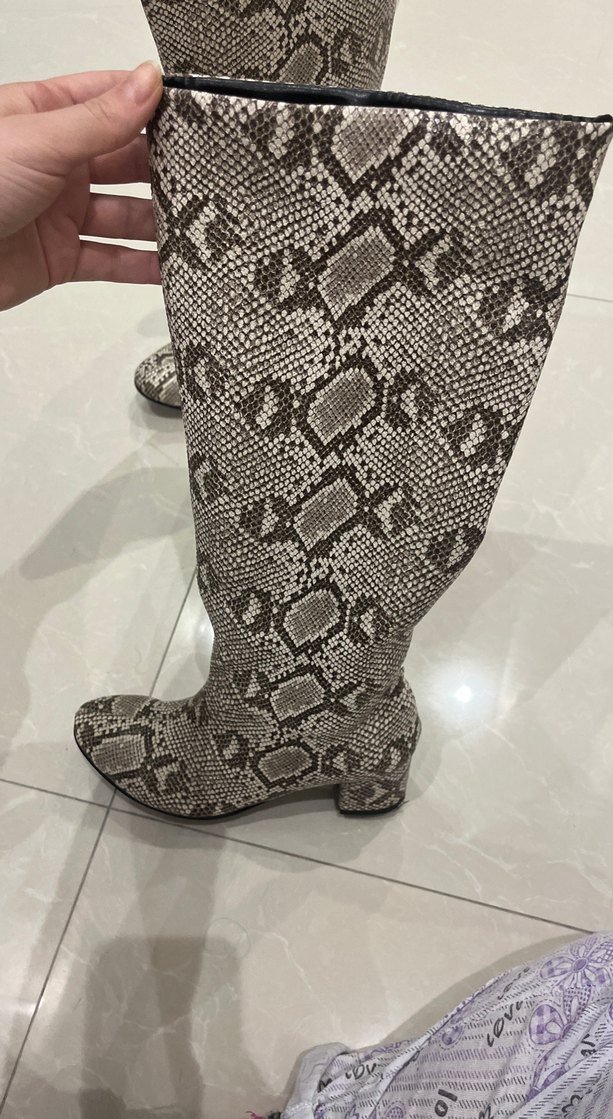 Yılan Desenli topuklu çizme - Görsel 3