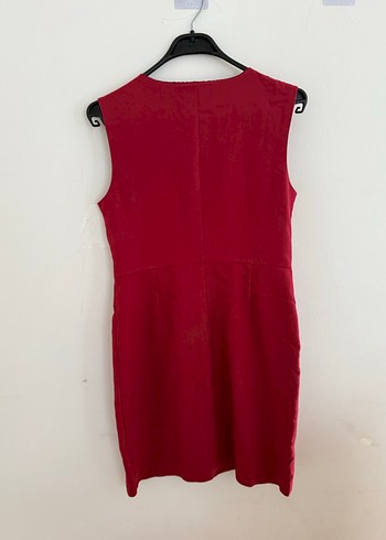 Kırmızı Fermuarlı Kolsuz Midi Elbise - Görsel 4