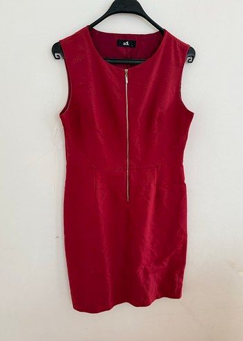 Kırmızı Fermuarlı Kolsuz Midi Elbise - Görsel 2