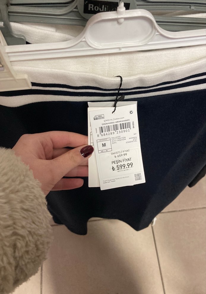 Beli Kemerli Mavi  Midi Etek - Görsel 2