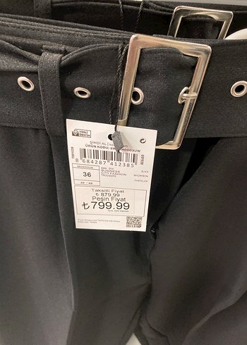 Kemerli Siyah Kadın Kumaş Pantolon - Görsel 2