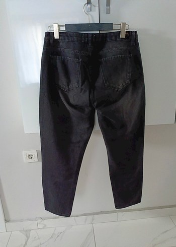42 Beden siyah Renk Kadın Siyah Bol Kesim Midi Denim Jean