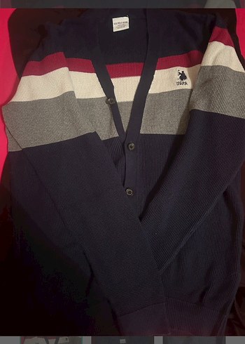 U.S Polo Assn. Lacivert Cizgili Triko Kazak