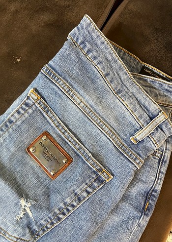 Dolce & Gabbana Acik Mavi Yikamali Denim Jean