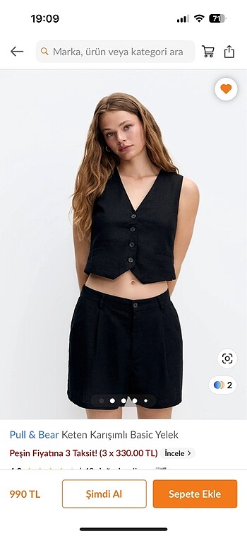 s Beden pull and bear etiketli siyah keten yelek s beden