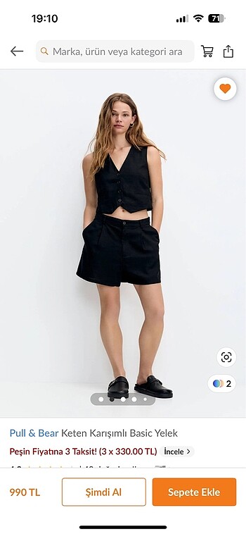 s Beden siyah Renk pull and bear etiketli siyah keten yelek s beden