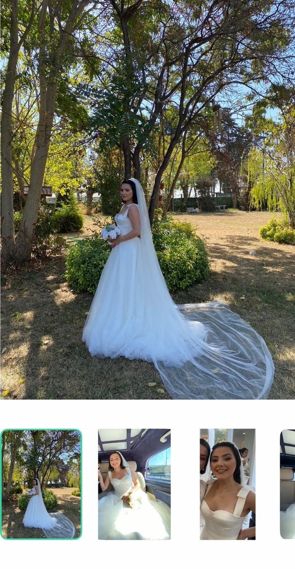Romantik Kalp Yaka Beyaz Gelinlik — görsel 7/8