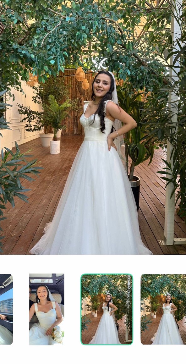 Romantik Kalp Yaka Beyaz Gelinlik — görsel 2/8
