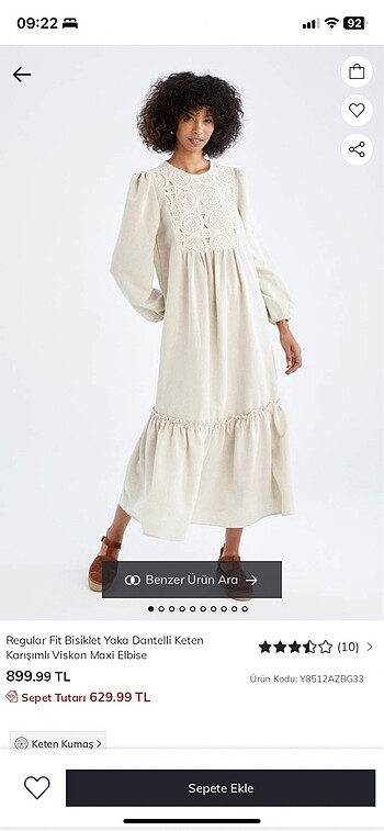 38 Beden modest dantel yaka elbise