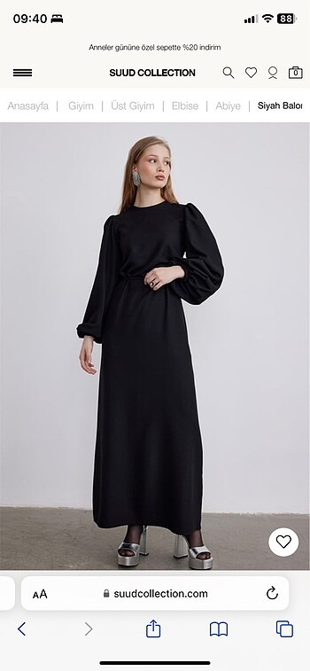 38 Beden siyah Renk suud collection 38 beden abiye elbise siyah