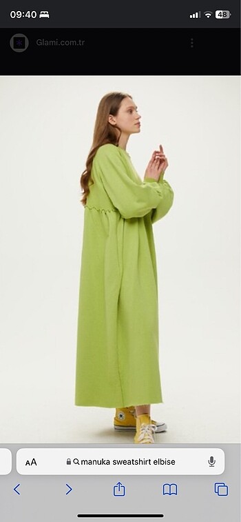 Suud Collection manuka sweatshirt elbise yeşil