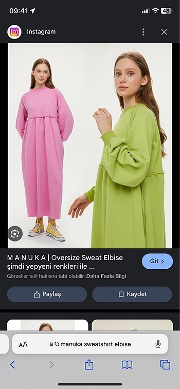 manuka sweatshirt elbise yeşil