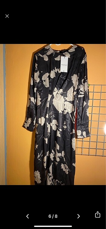 touche 36 beden etkiletli saten elbise - Görsel 2