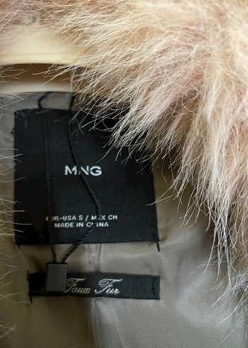 pembe Kadın Midi Boy Kürk Detaylı Ceket mango kürk - Görsel 4