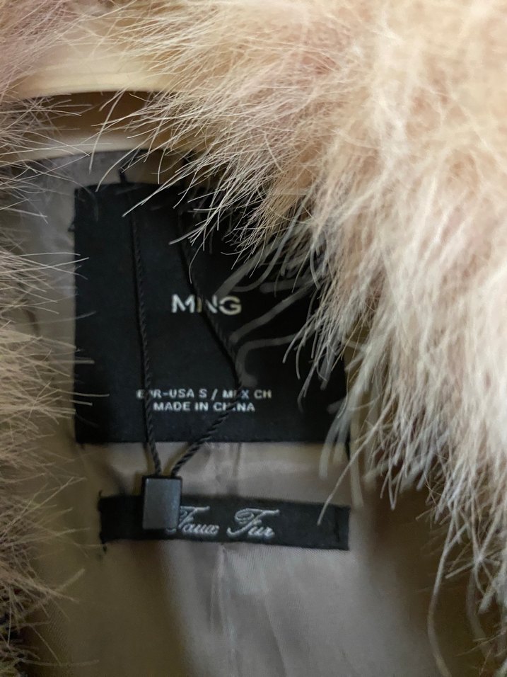 pembe Kadın Midi Boy Kürk Detaylı Ceket mango kürk - Görsel 3