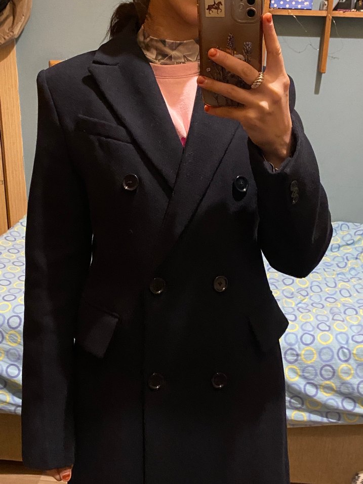 Lacivert Çift Düğmeli Kaban - Görsel 5